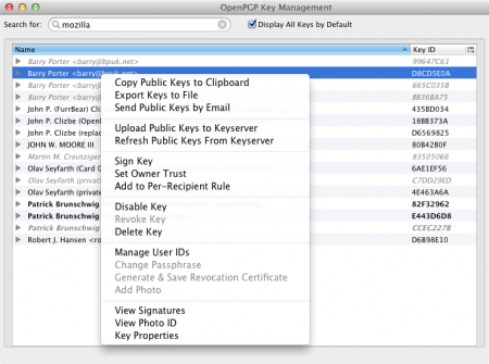 key management - mac version of enigmail
